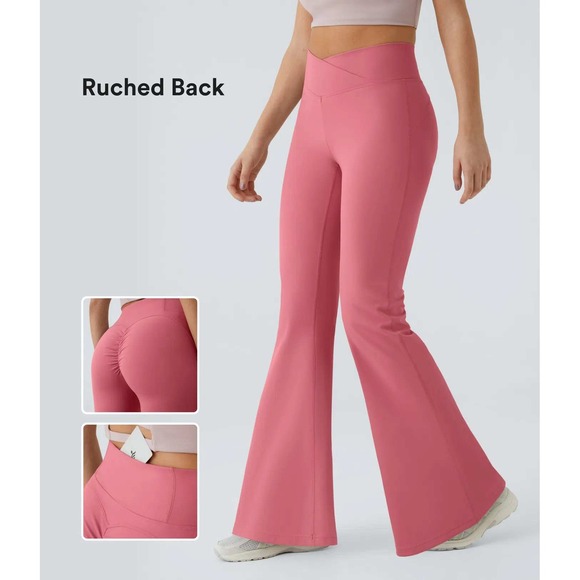 HALARA Pants - Halara High Waisted Crossover Ruched Butt Lifting Yoga Leggings Candy Pink XS